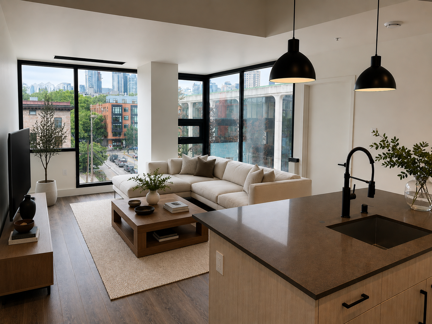 Bright, open living spaces at Rejuvenate Apartments